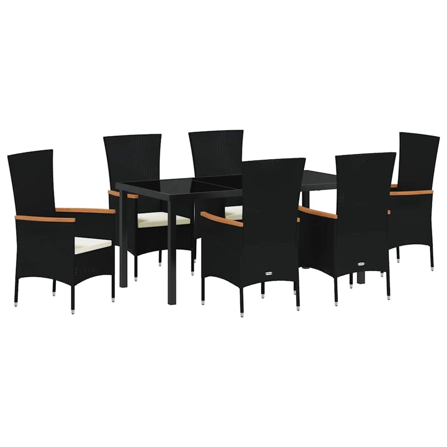 vidaXL Garten Essgruppe mit Kissen 7-Tlg Schwarz Poly Rattan 3379426 günstig online kaufen