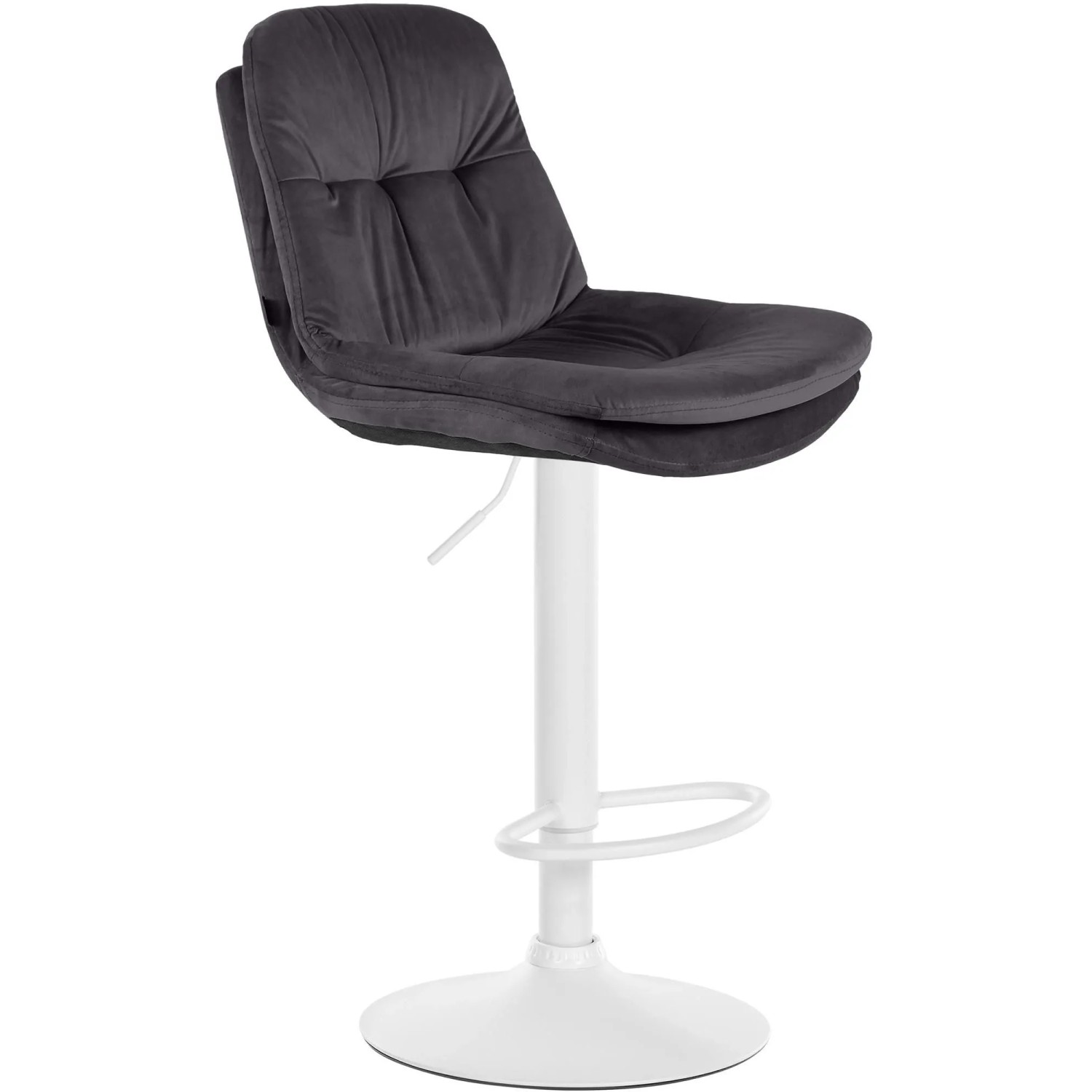 DELUKE Barhocker MITUN Samt Schwarz 46x54x94cm Weiß Barstuhl Höhenverstellbar Mit Lehne Drehbar Tresenhocker Tresenstuhl