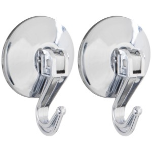 2er-Set Wenko Hebelsaughaken Chrom, ideal für Bad & Küche. Handtuchhalter ohne Bohren.