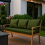 Grünes Bankkissen-Set für 2-Sitzer Gartenbank, 100x60 cm + 2 Rückenkissen 50x56 cm.