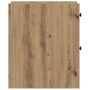 Schmaler Badschrank Artisan-Eiche aus Holzwerkstoff. Seitenansicht mit zwei Schubladengriffen. Vielseitiger Stauraum.