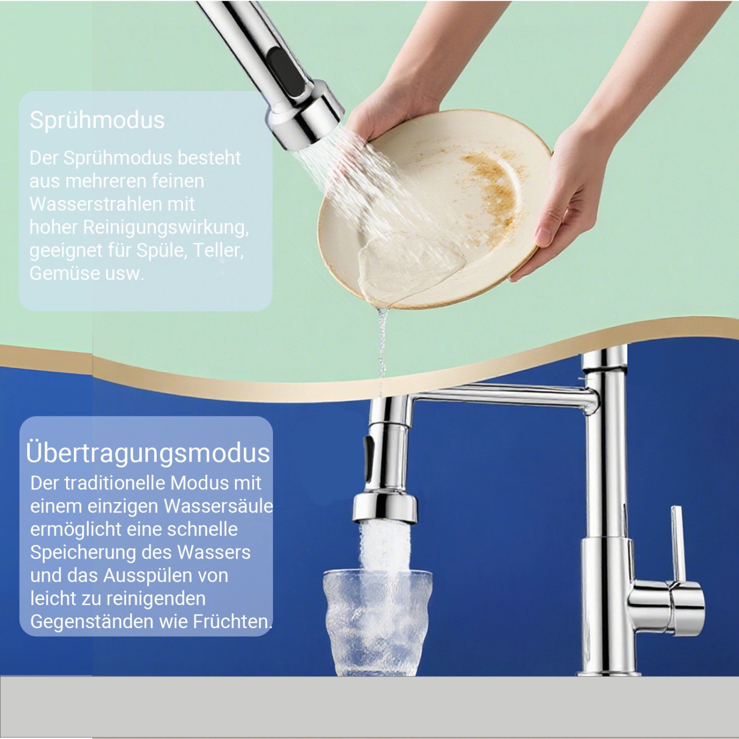 AICA Hochdruck Wasserhahn 43x21x12cm Chrom Küche Abnehmbarer Mischbatterie und Drehbarer 360° Spiralfeder Bad Küchenarmatur_7