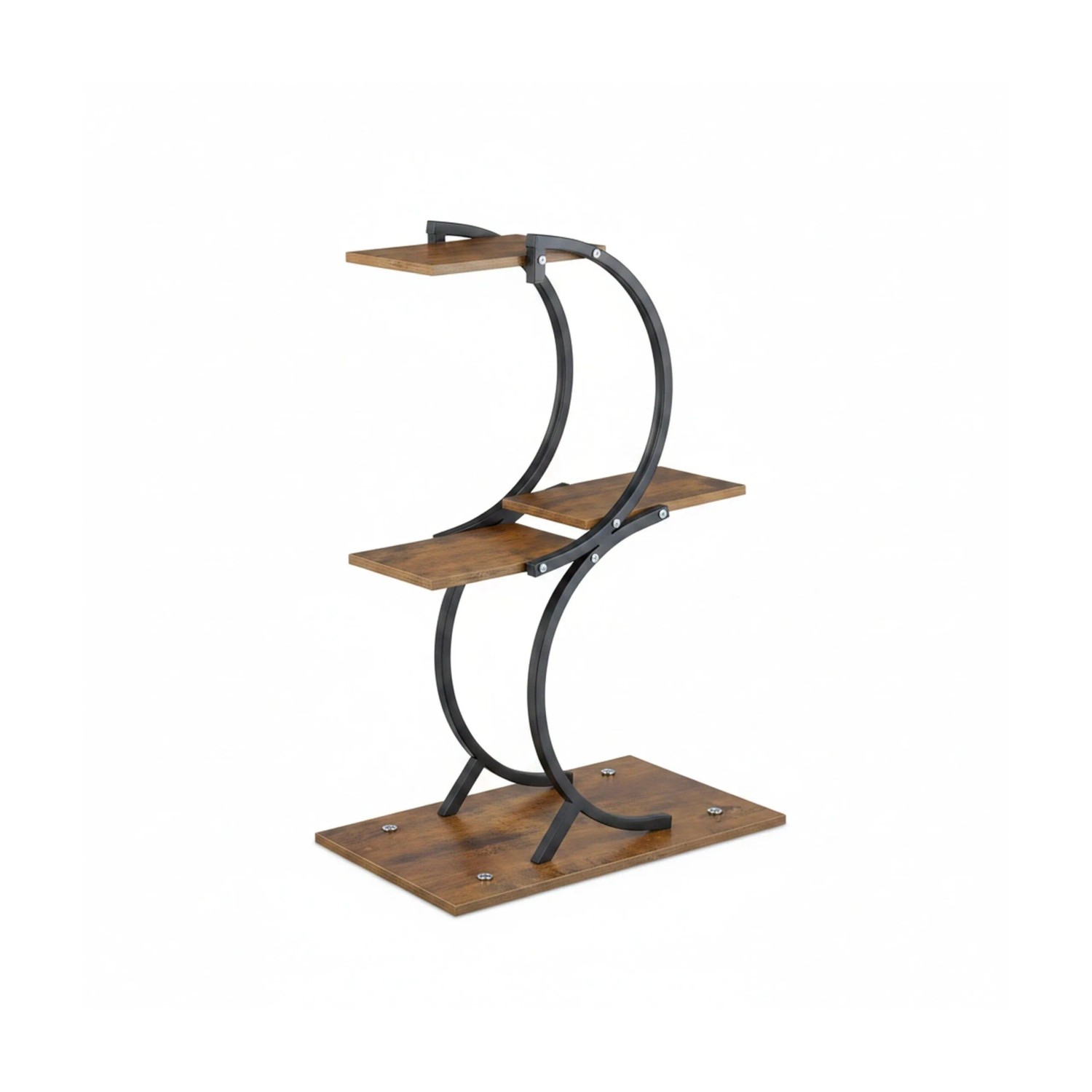 Relaxdays Pflanzenständer Eisen MDF Braun Schwarz 4 Ablagen 76 cm x 48 cm x 30 cm 3,3 kg