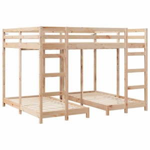 vidaXL Dreifach-Etagenbett aus Kiefernholz, braun, 160x200 cm, ideal für Kinderzimmer und kleine Räume.
