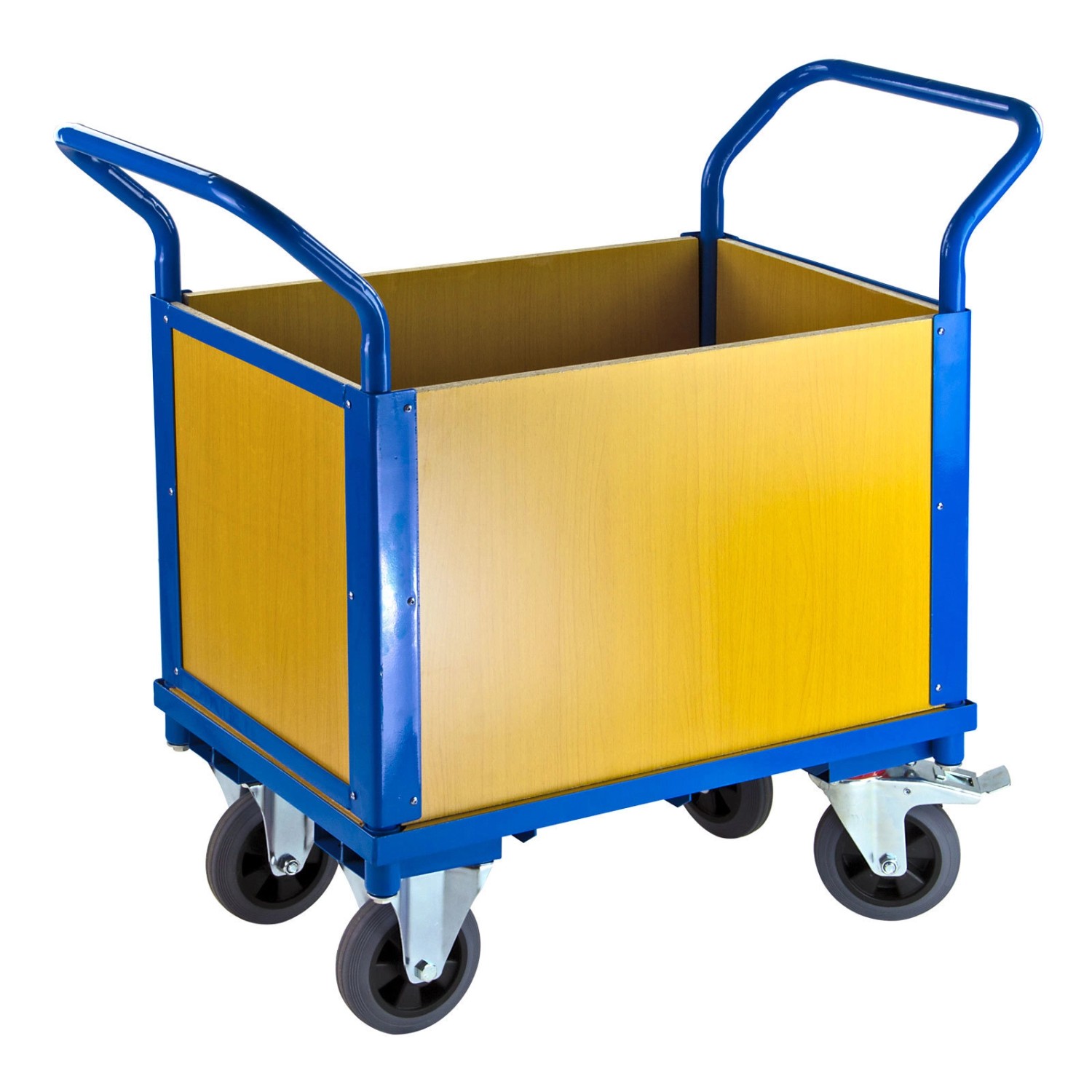 PROREGAL Transportwagen Doppelstirnwand 2 Wände HxBxL 94 x 50 x 102 cm Traglast 180 kg Lichtblau