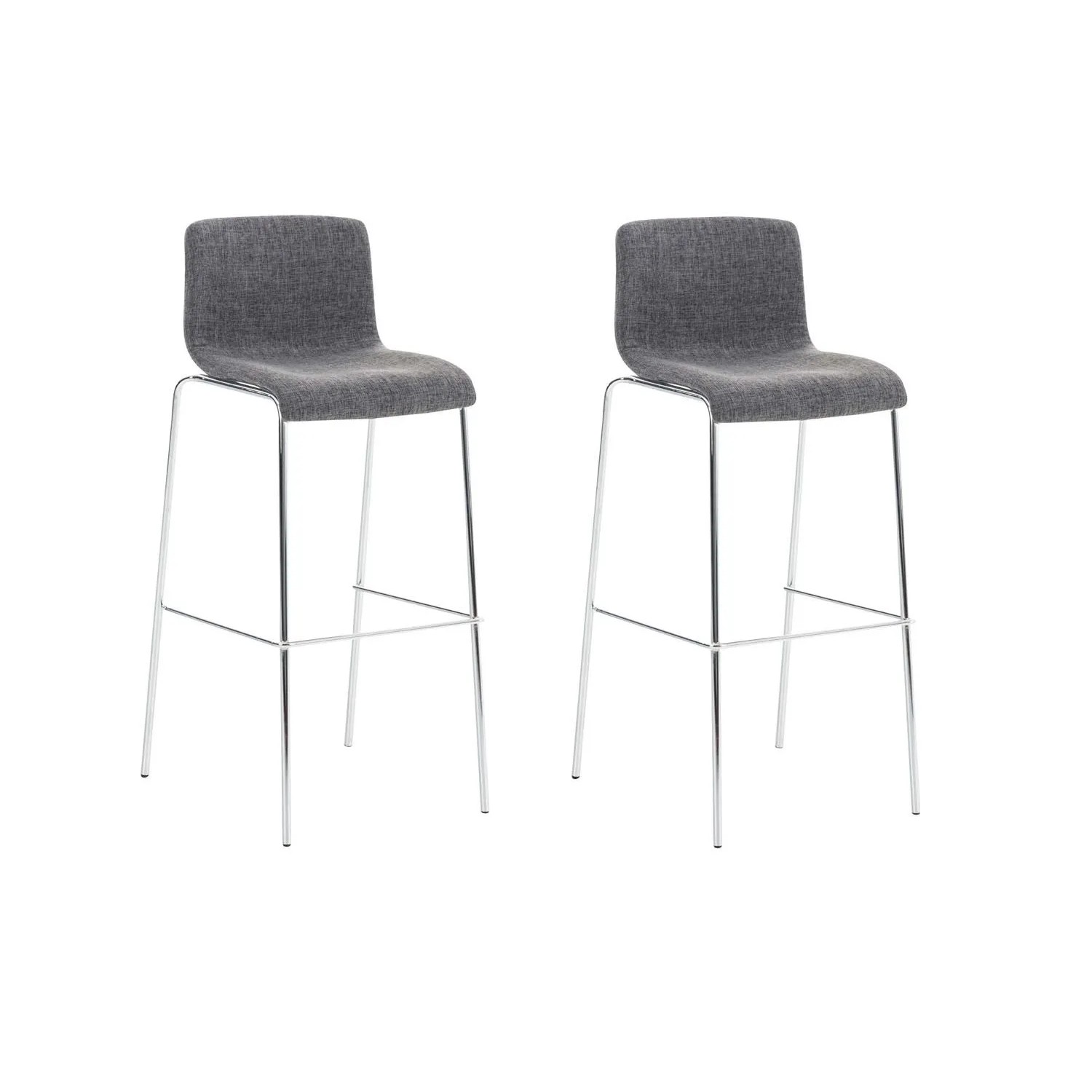 DELUKE 2er Set Barhocker TENAR Stoff Hellgrau 43x48x100cm Silber Barstuhl Mit Lehne Tresenhocker Tresenstuhl