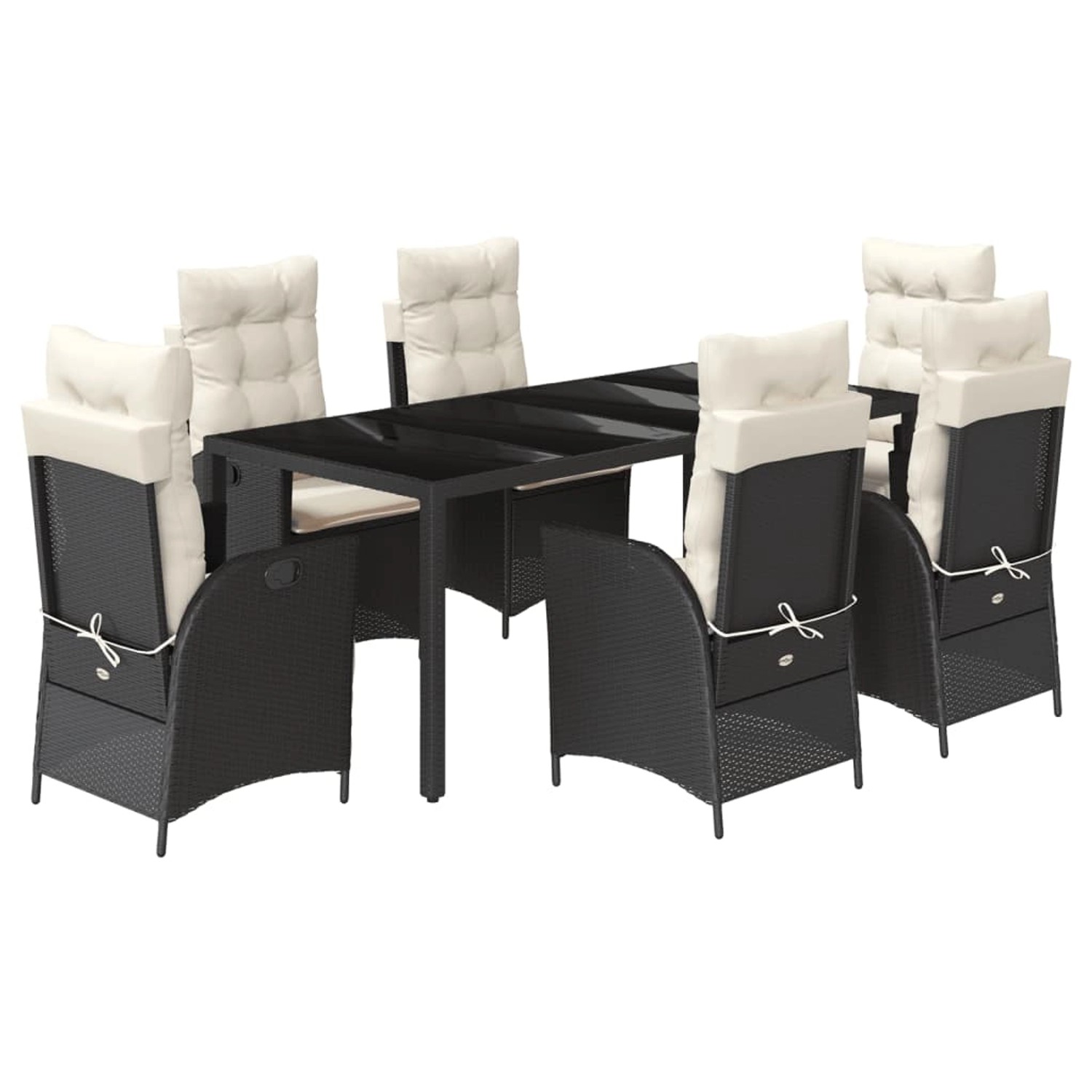 vidaXL 7-Tlg Garten-Essgruppe mit Kissen Schwarz Poly Rattan 3213064 günstig online kaufen