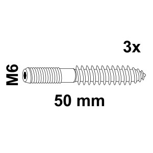 Kirchhoff Stockschrauben M6 x 50 mm, 3er-Set, für Rohrschellen und Wandbefestigungen.