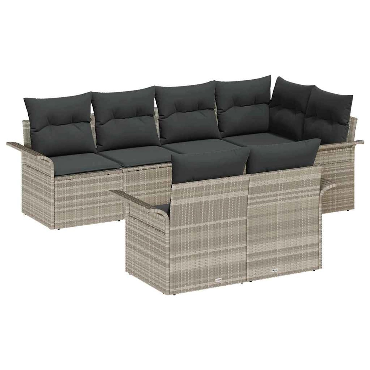 vidaXL Garten-Sofa-Set mit Kissen 7-Tlg Hellgrau Poly Rattan 3345402 günstig online kaufen