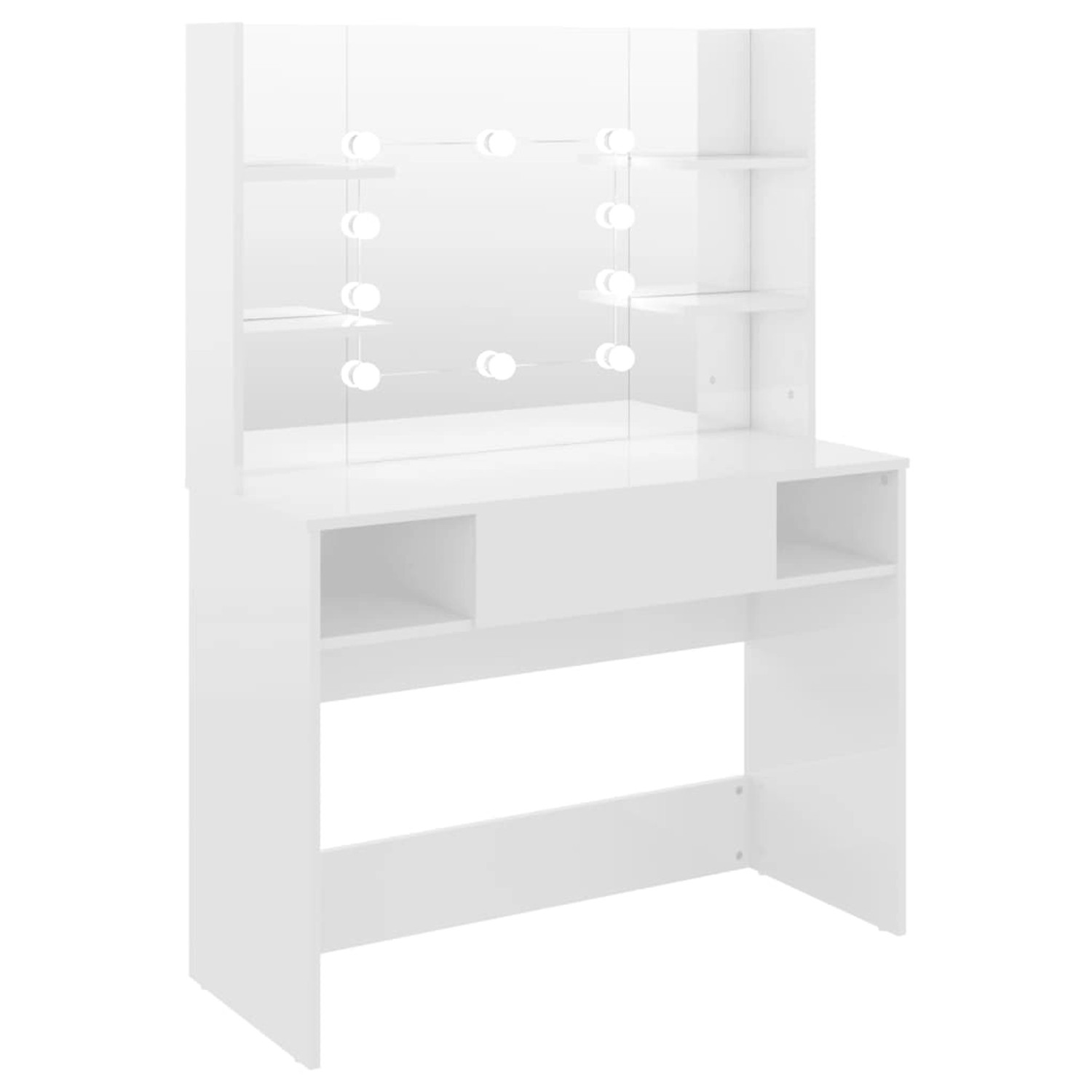 Schminktisch Led-beleuchtung 100x40x135 Cm Mdf Glenzendes Weiß günstig online kaufen