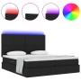 Schwarzes vidaXL Bett mit LED-Leisten, Stoffbezug, 200x200 cm. Modernes Design mit Stauraum.