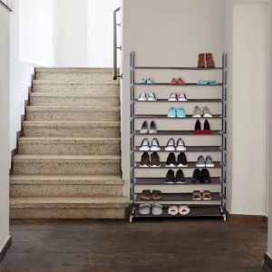 Relaxdays Schuhregal Stoff Weiß Wasserabweisend 175,5 cm x 100 cm x 29 cm 3 kg
