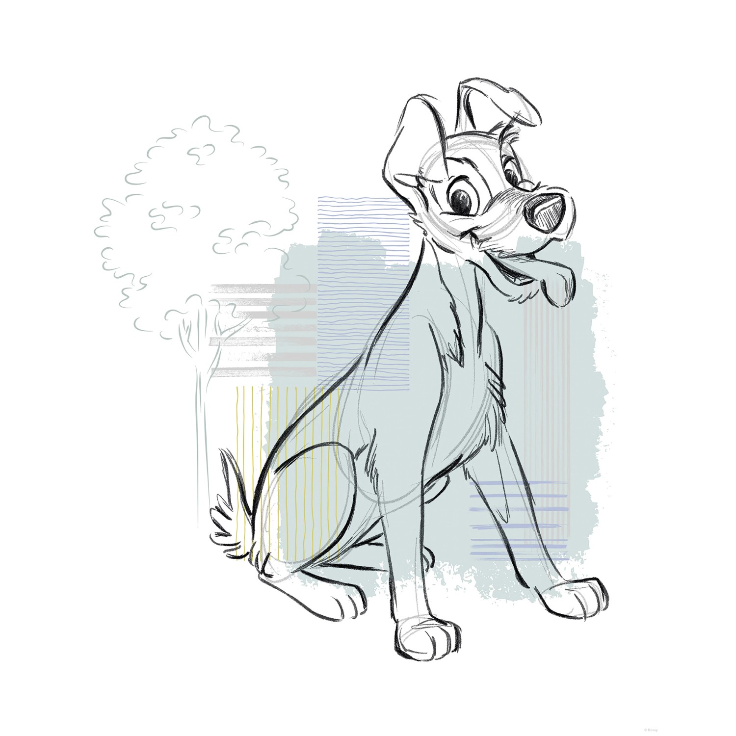 Komar Wandbild Disney Lady and the Tramp Hello Tramp 40 cm x 50 cm Blau günstig online kaufen
