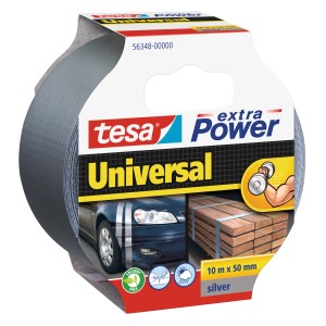 Tesa Extra Power Universal Silber Gewebeband, 10 m x 50 mm, vielseitig einsetzbar.
