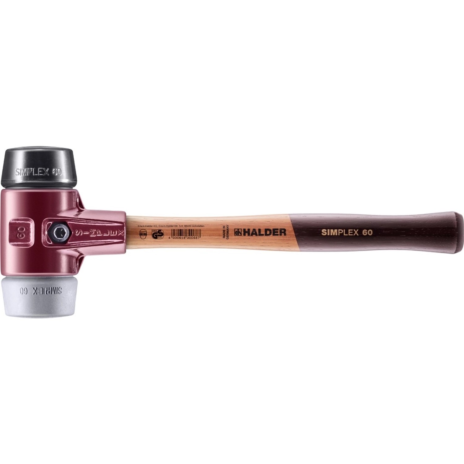 Halder Simplex Schonhammer Ø 60 mm Gummi   TPE-mid Grau mit Tempergussgehäu günstig online kaufen