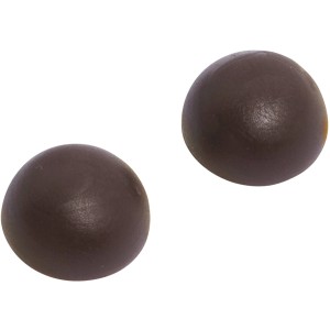 Zwei braune, selbstklebende Wand-Anschlagpuffer (Ø 22mm) zum Schutz vor Wandbeschädigungen.