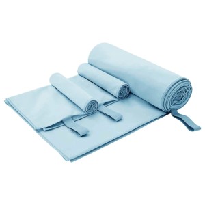 vidaXL Sporthandtuch Set 3-Tlg Blau Polyester und Polyamid 42011502