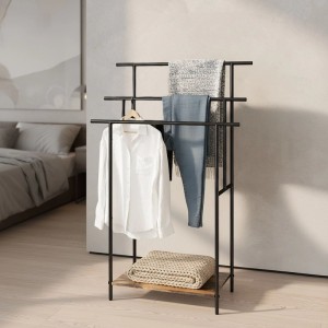 Relaxdays Handtuchständer mit Ablage Stahl Dunkelbraun Schwarz Rutschfest 100 cm x 68 cm x 30 cm
