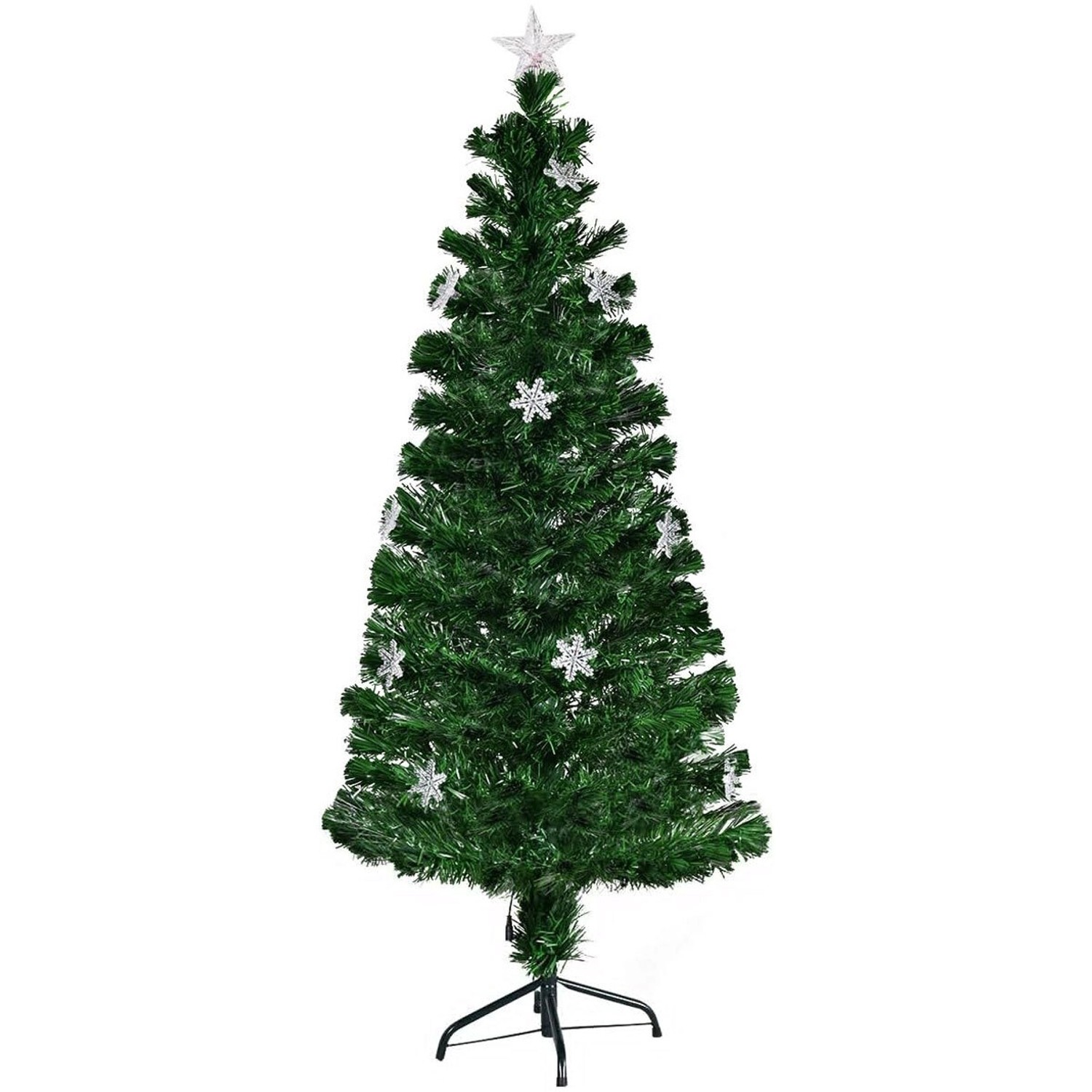 Costway Weihnachtsbaum & Glasfaser-Farbwechsler und Sternspitze 150cm