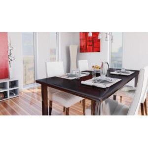 Tisch mit d-c-fix Tischdecke Murano Meterware, transparent und abwischbar.