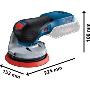 Bosch Professional GEX 18V-125 Akku-Exzenterschleifer (ohne Akku) mit Schleifblatt und L-Boxx.
