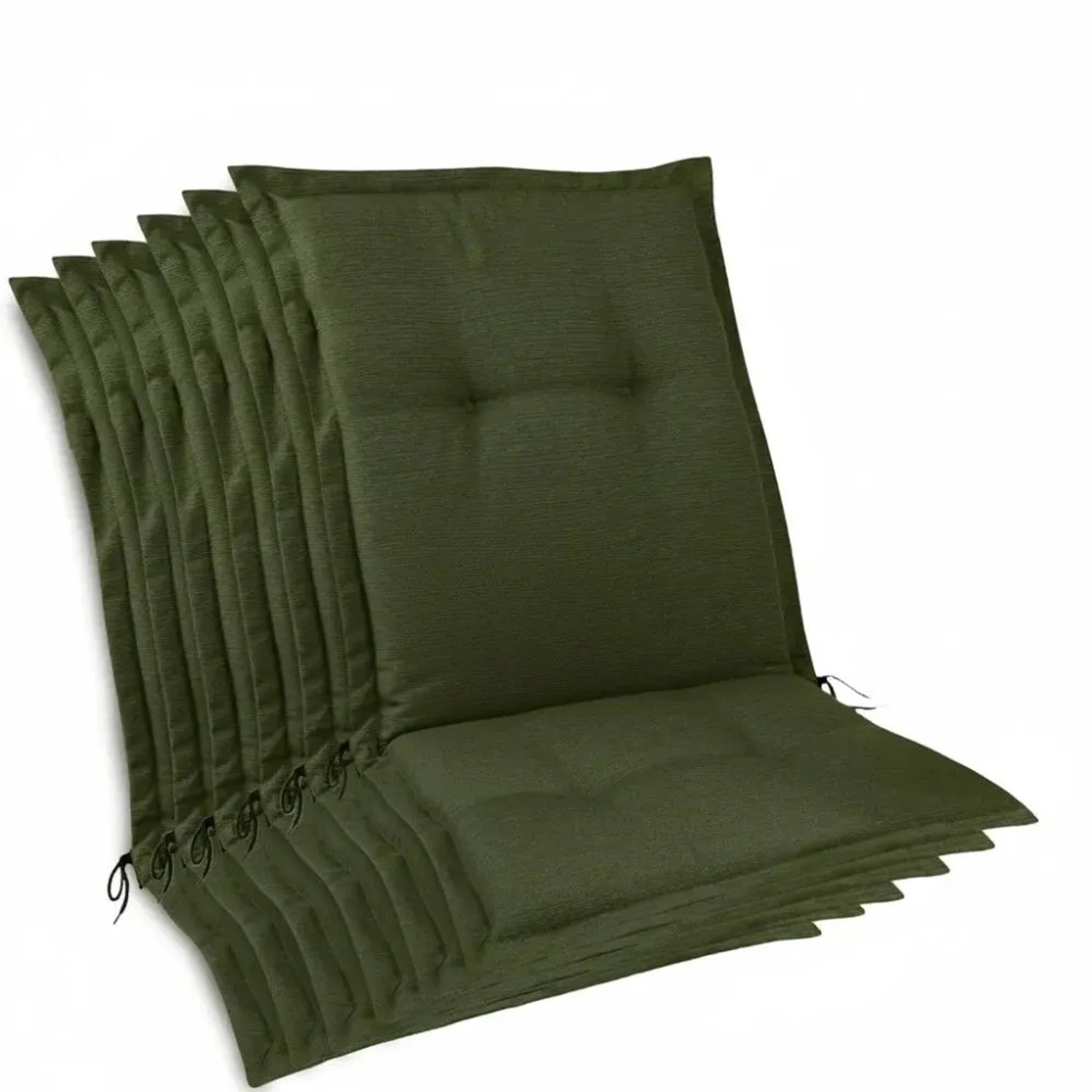 Beautissu 6er Set Premium Auflage Niedriglehner 105x50x7cm Dunkelgrün