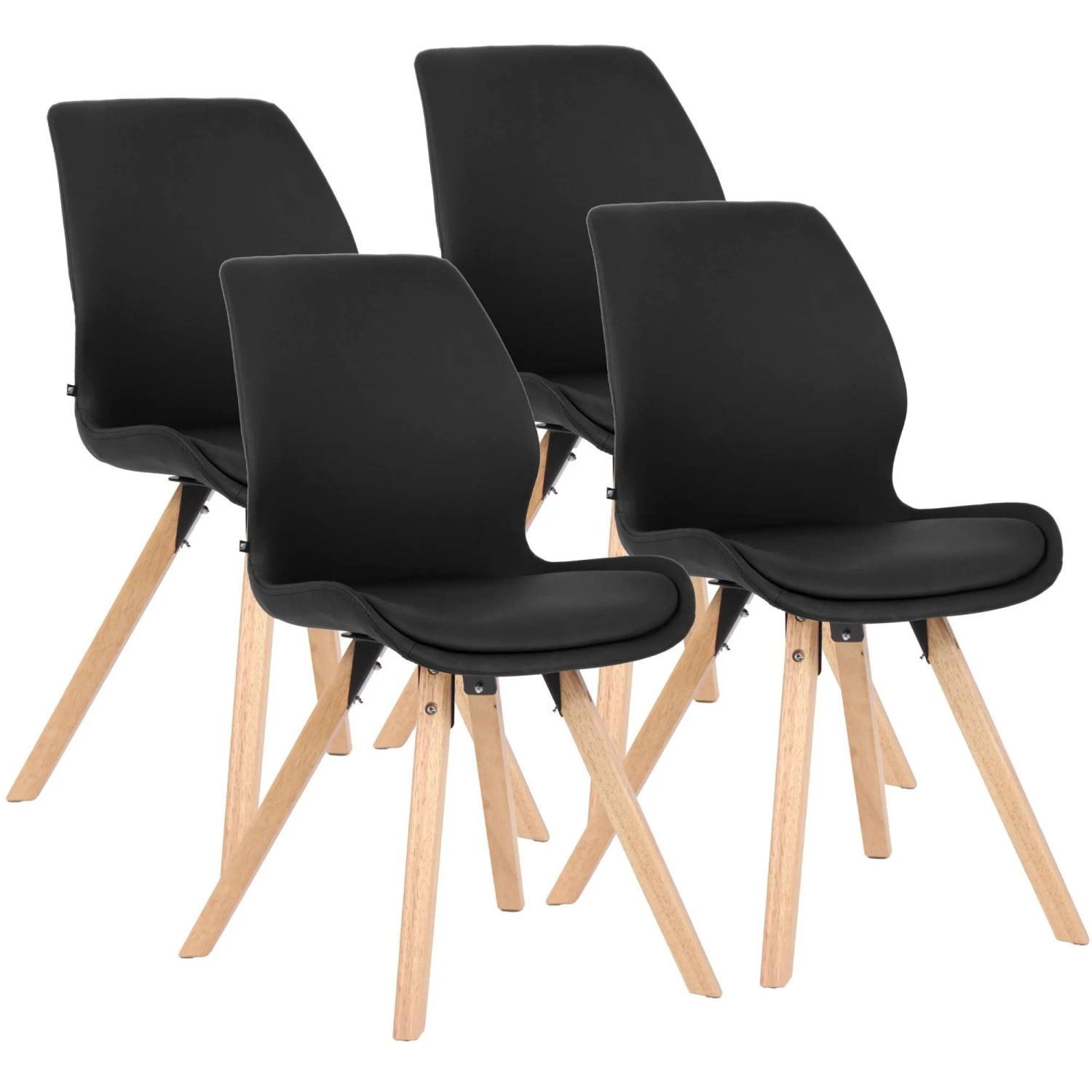 CLP 4er Set Stuhl Luna schwarz/Kunstleder