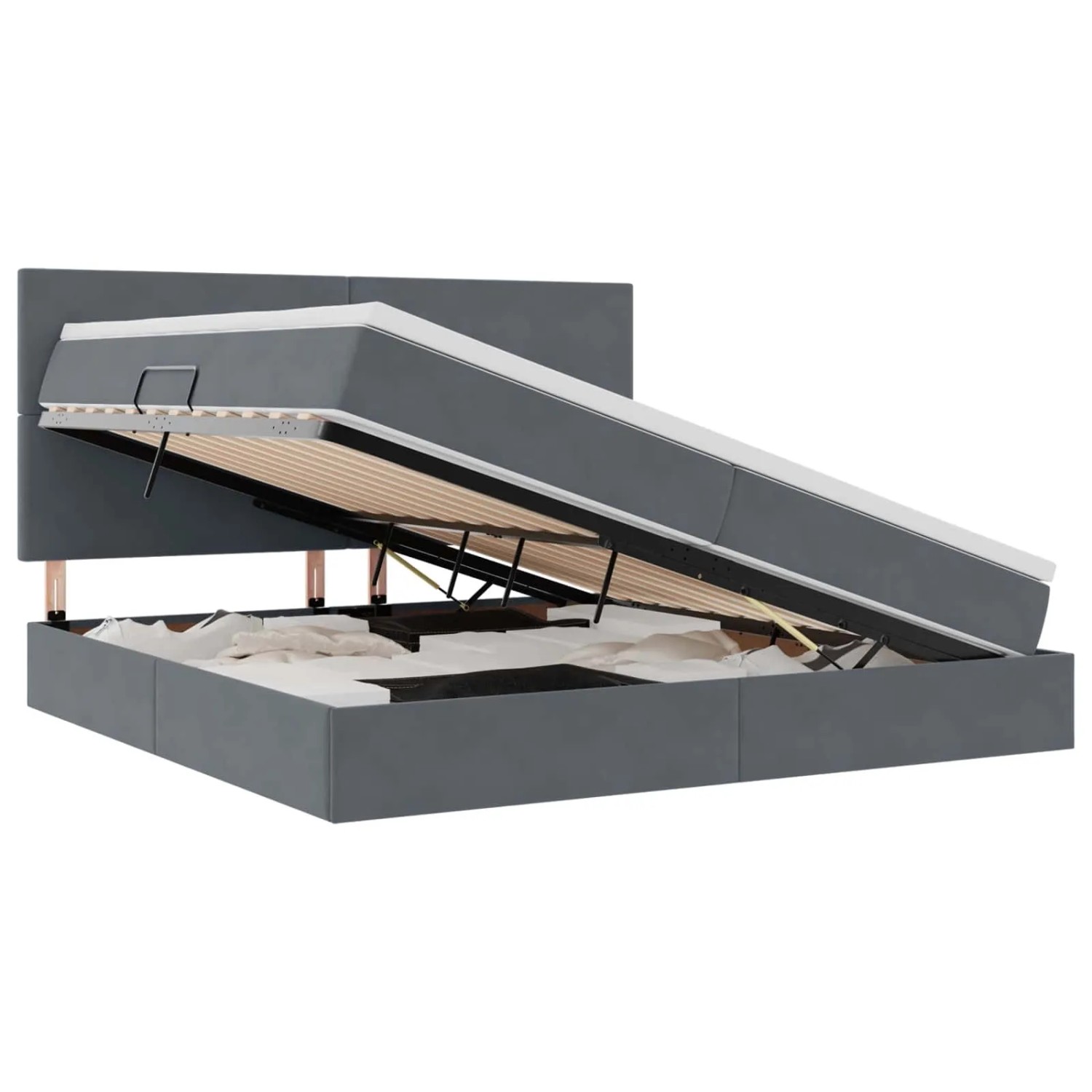 vidaXL Bett mit Stauraum und LED Dunkelgrau 200 x 200 cm Samt 3372628 günstig online kaufen