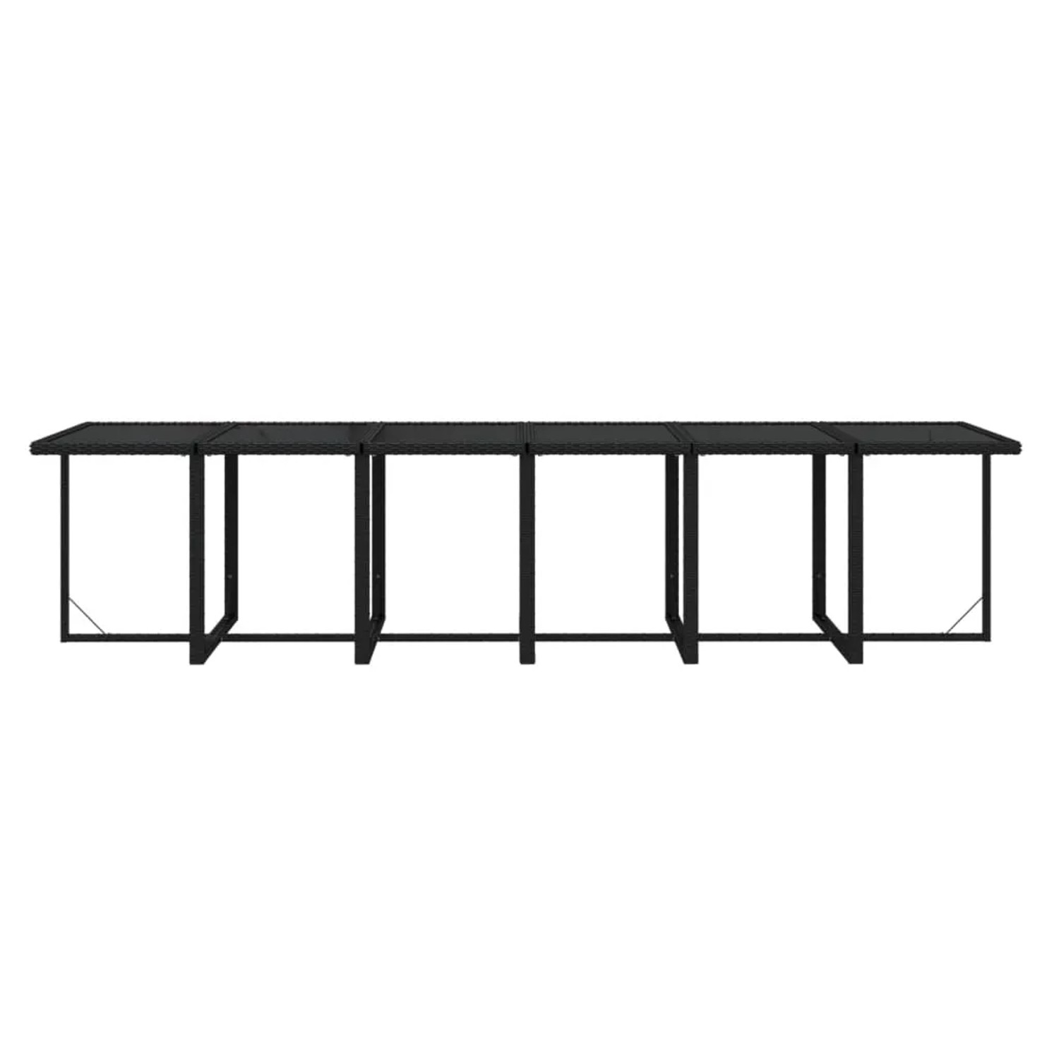 Schwarze vidaXL Garten-Essgruppe aus Rattan, bestehend aus Tisch und Stühlen. Ideal für den Garten.