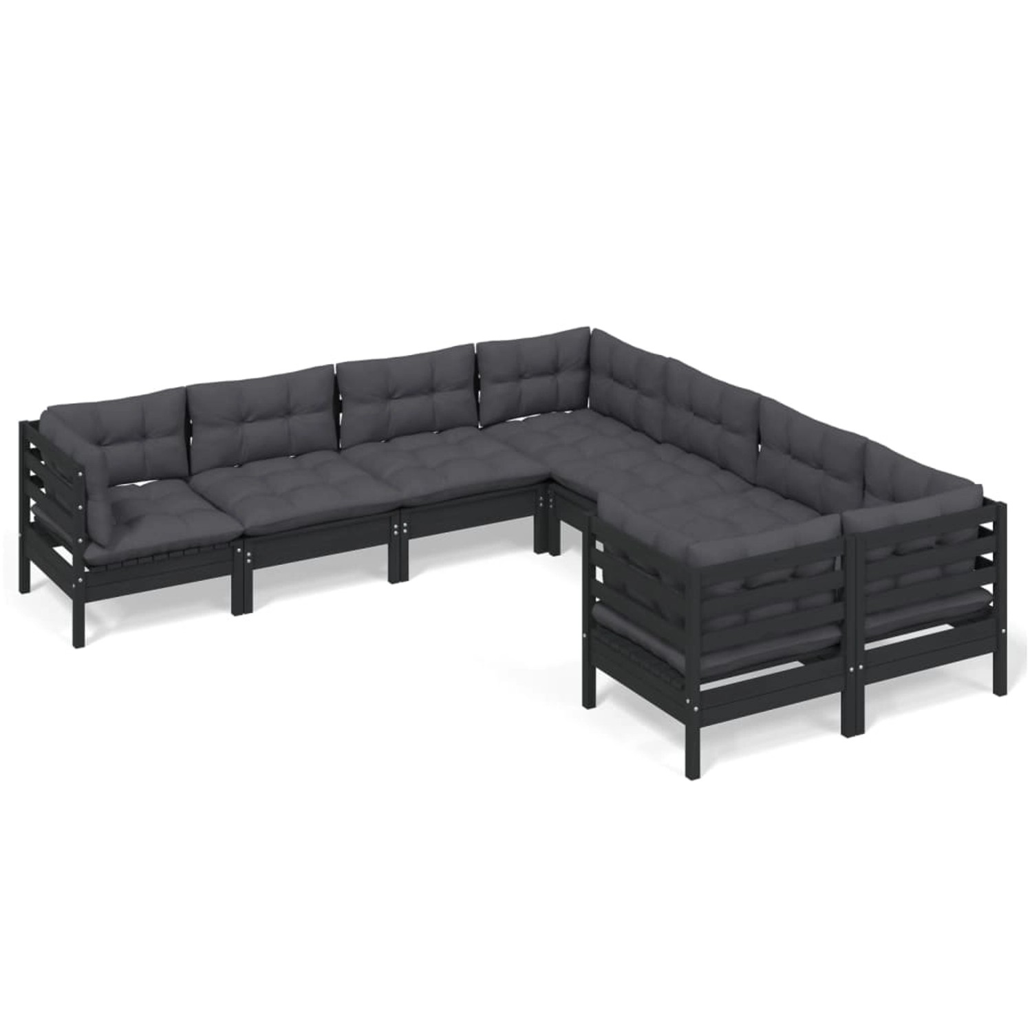 vidaXL 8-tlg Garten-Lounge-Set mit Kissen Schwarz Massivholz Kiefer Modell günstig online kaufen