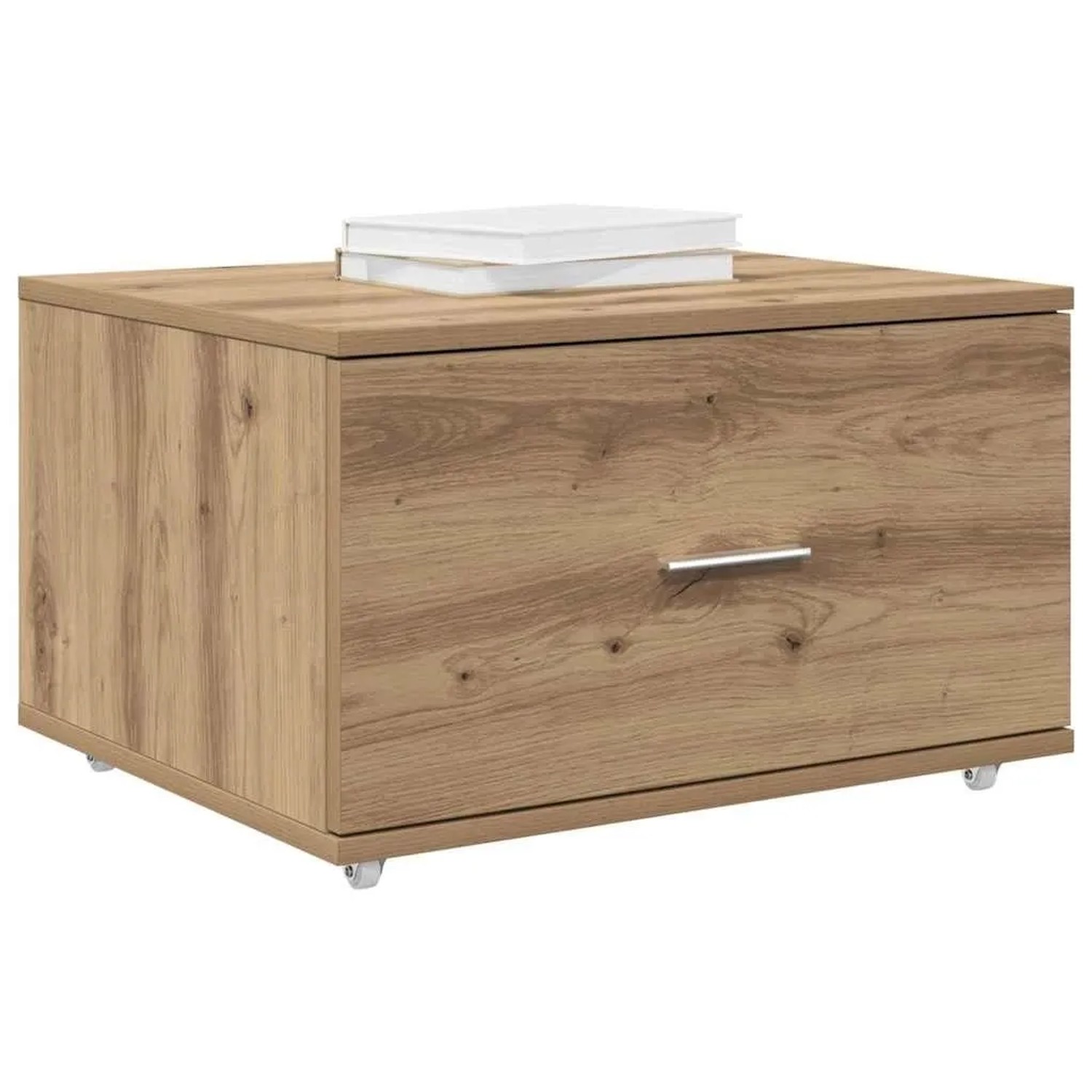 vidaXL Schubladenschrank Artisan-Eiche, Wohnzimmerschrank mit einer Schublade und Rollen.