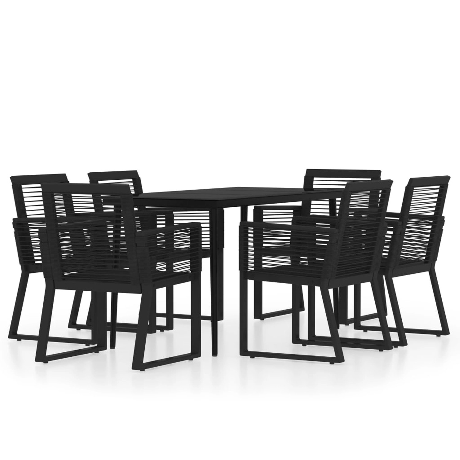 vidaXL 7-Tlg Garten-Essgruppe Schwarz 3099158