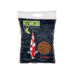 Kenkou Teichfutter Jumbo 6mm, 5kg Packung mit Koi-Motiv und Futter-Pellets.