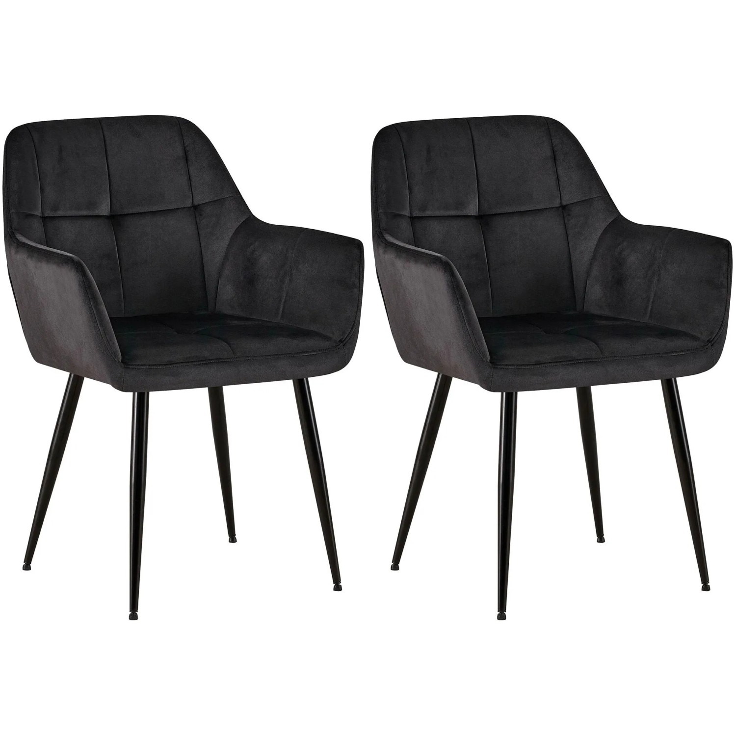 DELUKE 2er Set Esszimmerstuhl POFAR Samt Schwarz 56,5x61x84cm Essstühle Esszimmerstühle Küchenstühle Wohnzimmerstühle