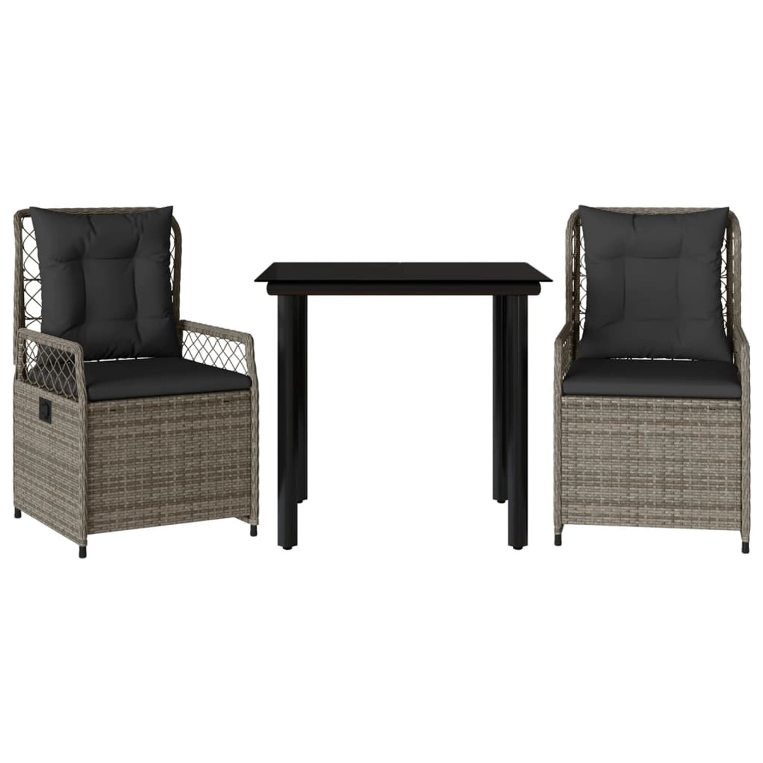 vidaXL 3-Tlg Garten-Essgruppe mit Kissen Grau Poly Rattan 3262992 günstig online kaufen