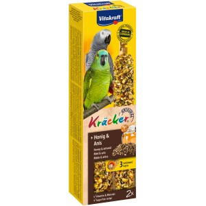 Vitakraft Kräcker Honig & Anis, 2 Stück, für Papageien. Ergänzungsfutter mit Vitaminen und Mineralien.