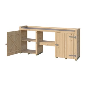 GH Killarney PT 235Nat Pflanztisch aus Holz mit Arbeitsfläche, Türen und festem Boden.