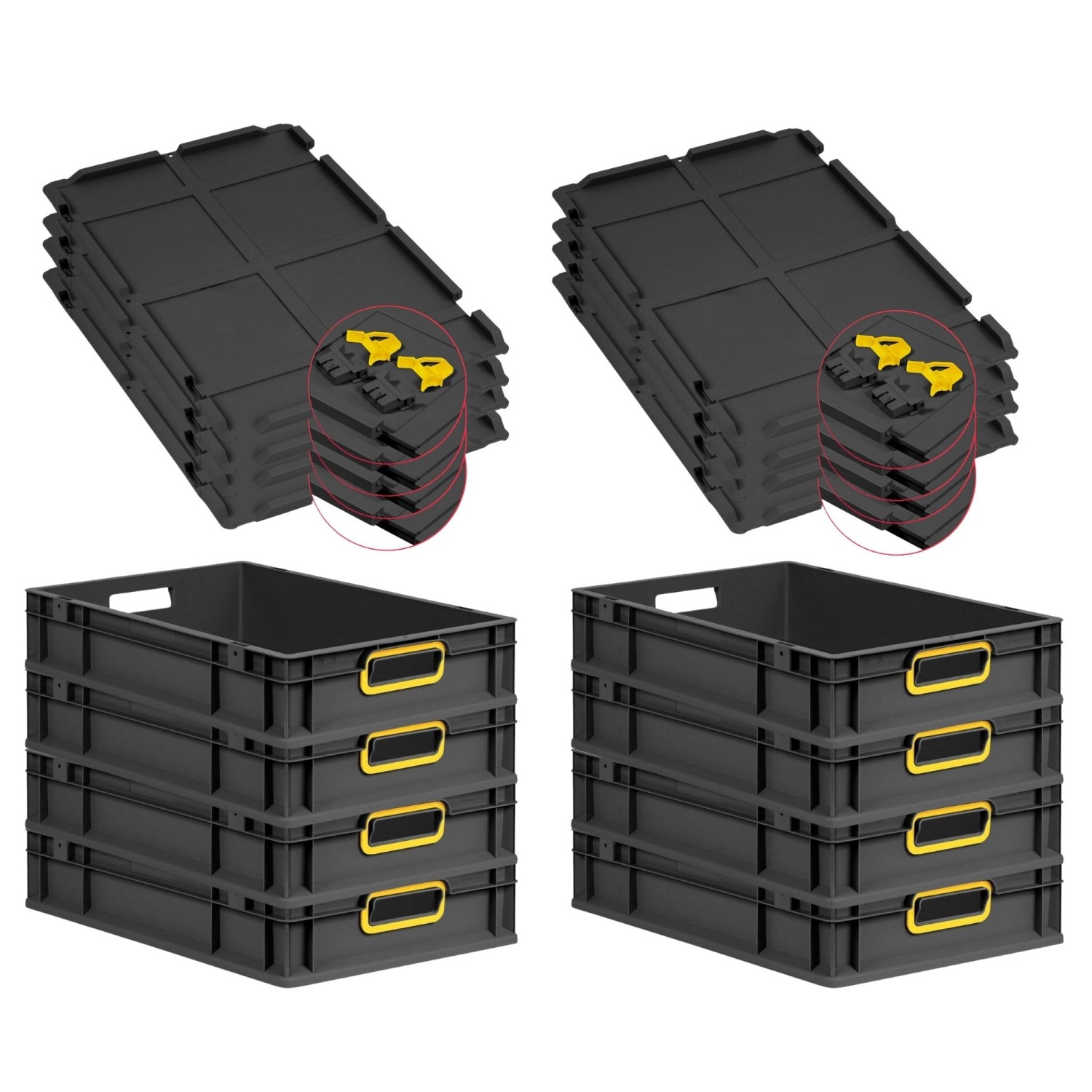 PROREGAL SuperSparSet 8x Eurobox Nextgen Color Mit Scharnierdeckel HxBxT 12 günstig online kaufen