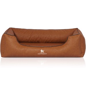 Knuffelwuff Hundebett Henderson XXL aus Kunstleder in Rusty Braun, gemütliches Hundekörbchen.