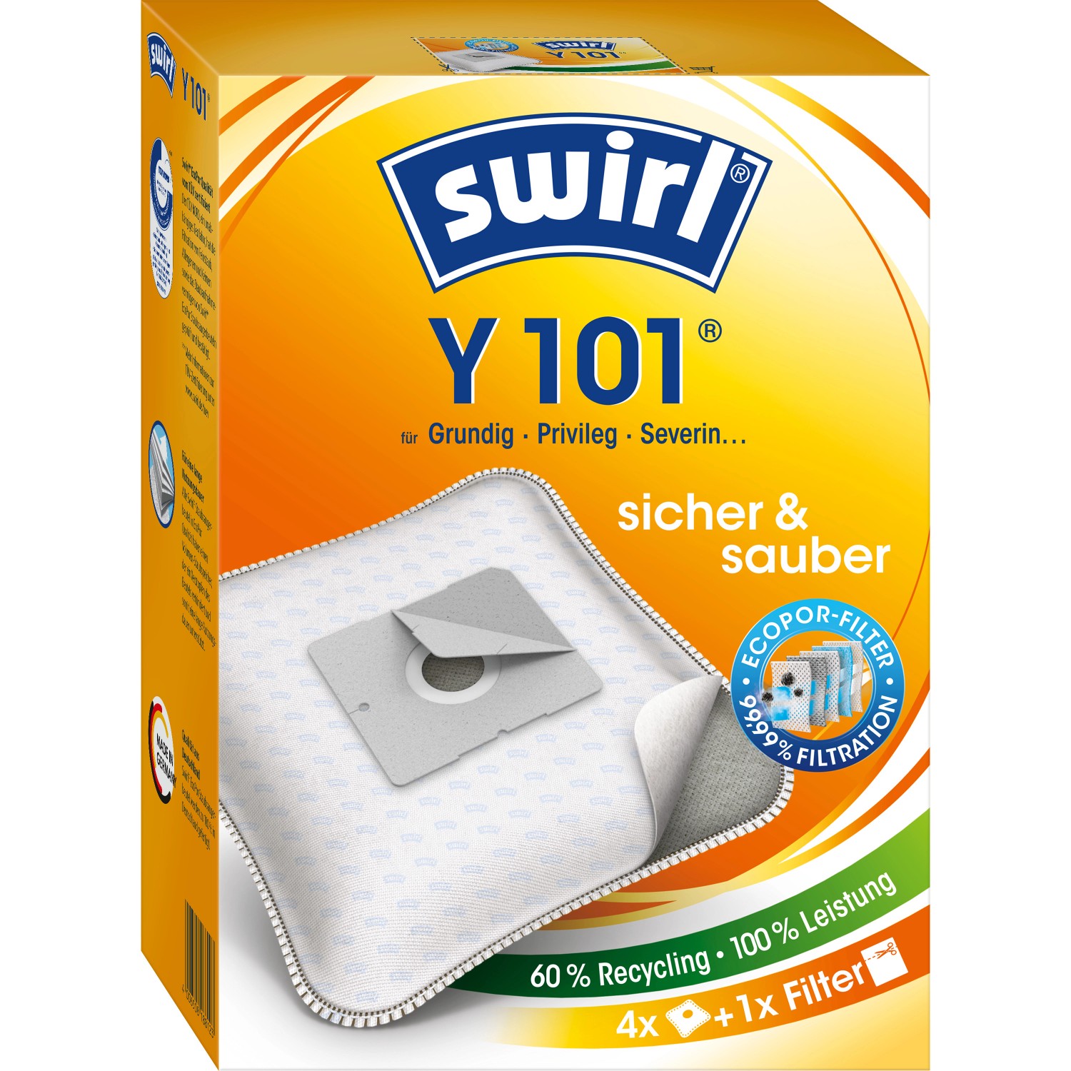 Swirl® Staubsaugerbeutel Y 101® EcoPor® 4 St.