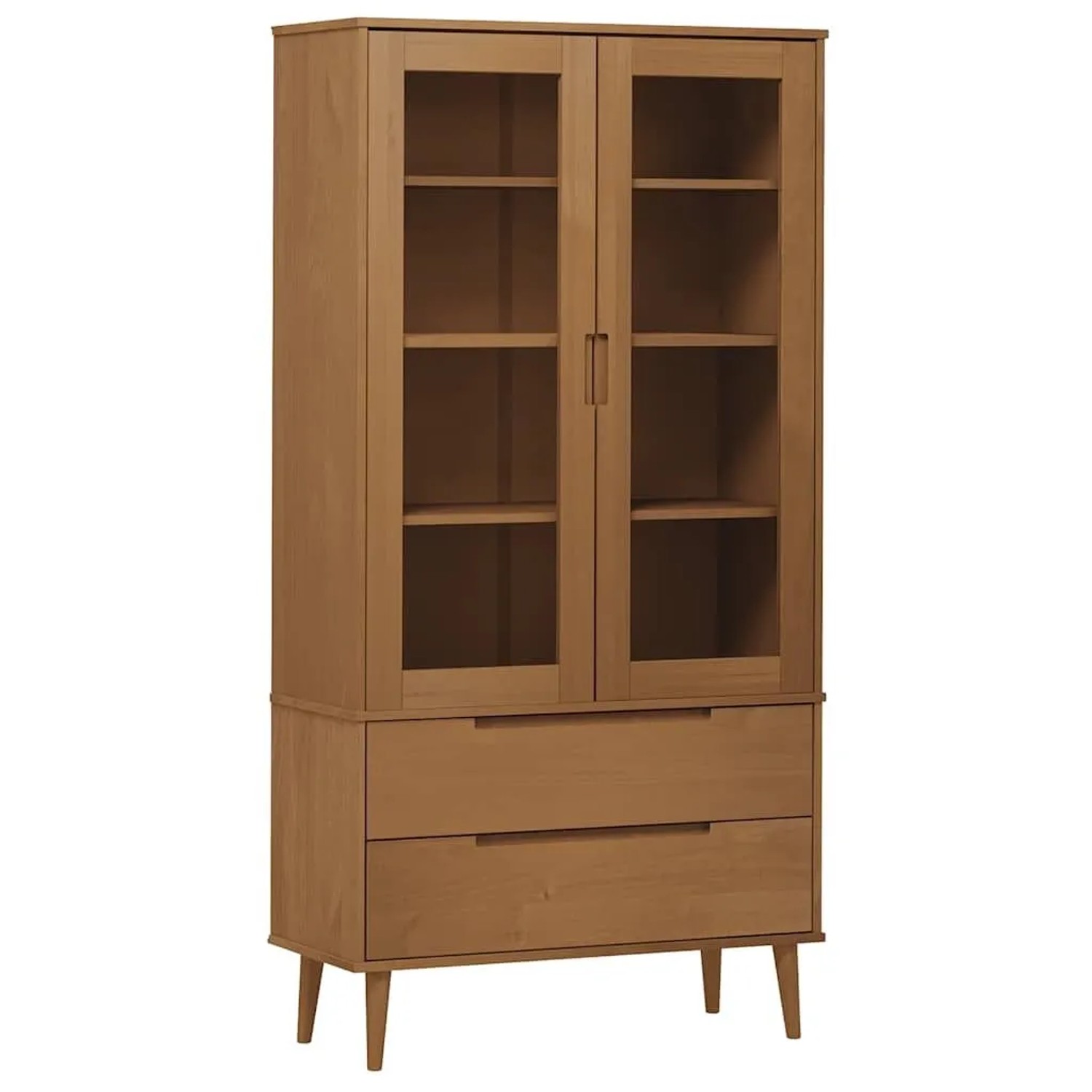 vidaXL Vitrinenschrank MOLDE Braun 90x35x175 cm Massivholz Kiefer 4013413
