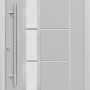 Graue Haustür Thermospace Paris Prime mit Edelstahlgriff und Glaseinsatz.