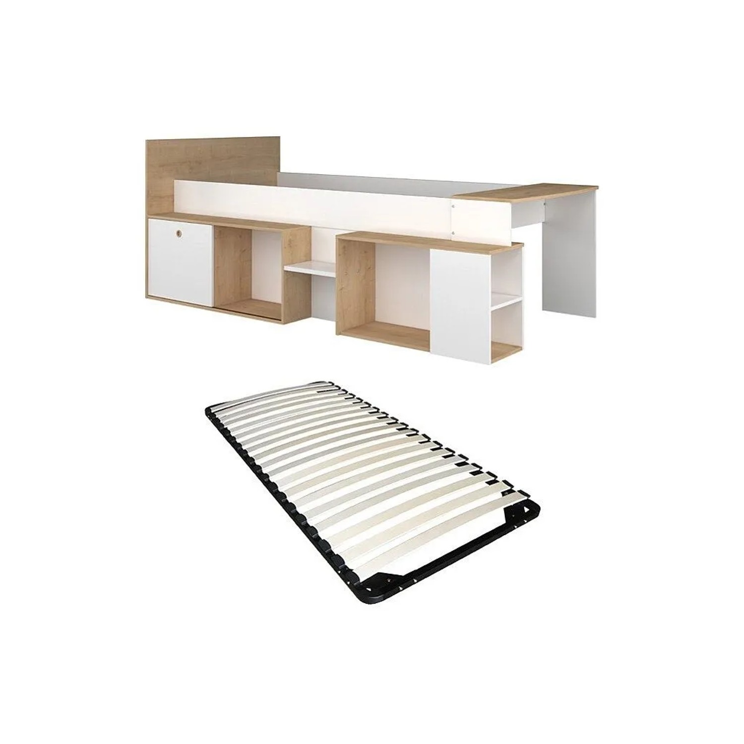 Vente-unique Bettkombination Paloma Naturfarben Hell  Weiß 238.9 cm