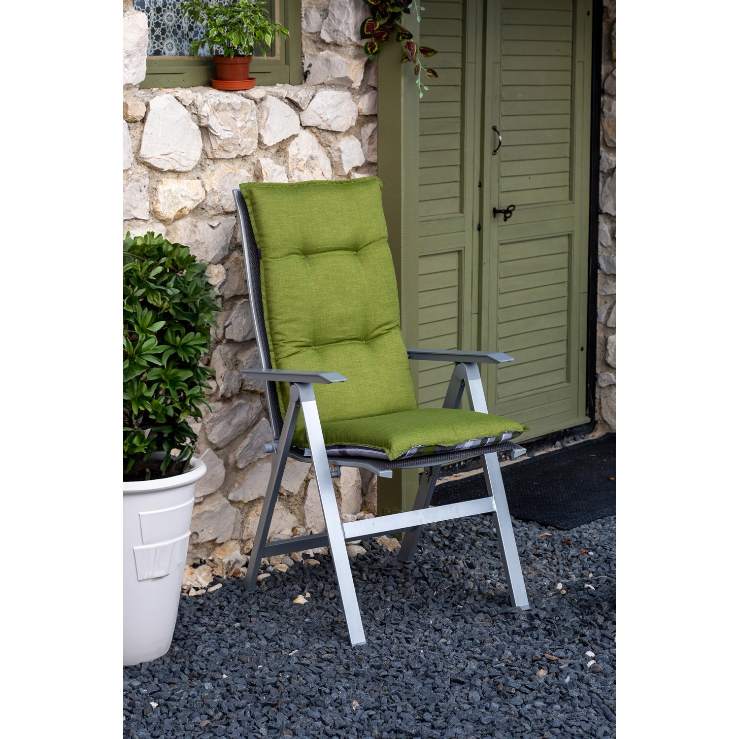 Beo® Torino Hochlehner Gartenstuhl-Auflagen - 118x46x8 Cm, Blau/gestreift, Waschbar