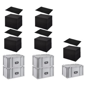 Sparset: 5 Euroboxen NextGen Portable mit Schaumstoffeinlage, 65L. Eurobehälter für Transport und Aufbewahrung.