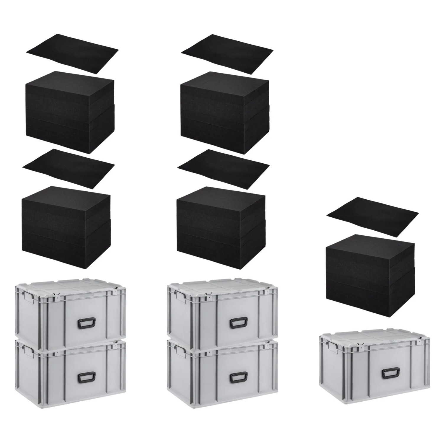 SparSet Eurobox 5 x NextGen Portable Mit Rasterschaumstoff und Schaumstoffeinlage HxBxT 33,5 x 40 x 60 cm 65 Liter Eurobehälter Transportbox