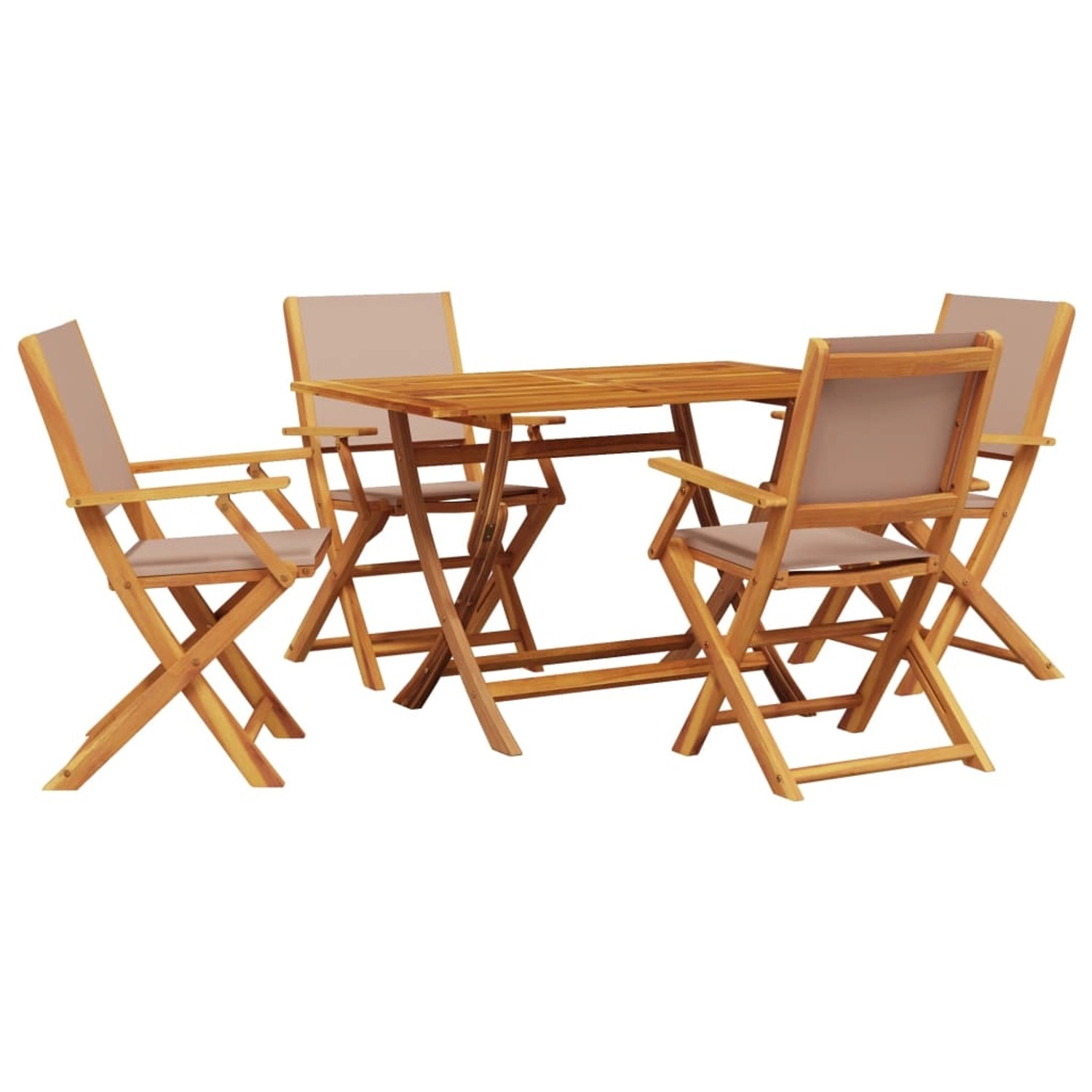 vidaXL 5-Tlg Garten-Essgruppe Stoff und Massivholz Taupe 3281702