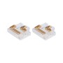 Zwei Paulmann MaxLED 90 Grad Eckverbinder für LED-Streifen, transparent mit goldenen Kontakten.