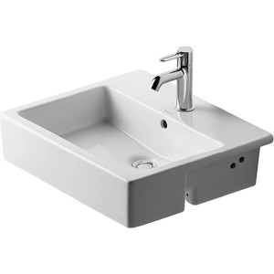 Weißes Duravit Vero Einbauwaschbecken, 55 cm, mit Hahnloch für Halbeinbauwaschtisch.