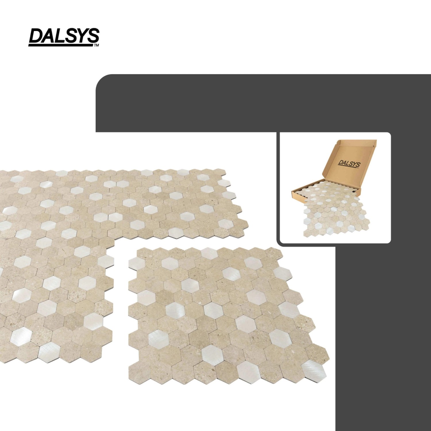 Dalsys Selbstklebende Fliesen 0,88m² 11 Stück Hexagon Sand Silber_3